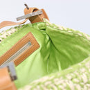 FENDI Mamma Baguette Shoulder Bag straw Green Silver Auth BA15846SAV-21
