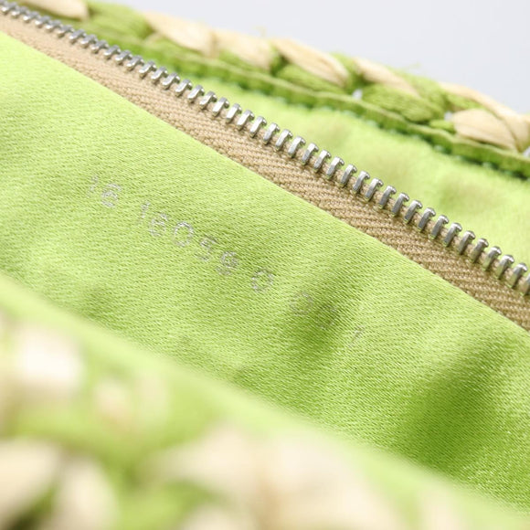 FENDI Mamma Baguette Shoulder Bag straw Green Silver Auth BA15846SAV