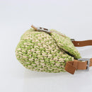 FENDI Mamma Baguette Shoulder Bag straw Green Silver Auth BA15846SAV-4