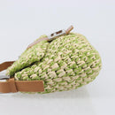 FENDI Mamma Baguette Shoulder Bag straw Green Silver Auth BA15846SAV-5