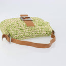 FENDI Mamma Baguette Shoulder Bag straw Green Silver Auth BA15846SAV-7