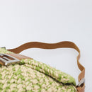 FENDI Mamma Baguette Shoulder Bag straw Green Silver Auth BA15846SAV-9
