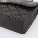 CHANEL Matelasse Chain Shoulder Bag Lamb Skin Black Gold CC Auth BA15847V-10