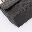 CHANEL Matelasse Chain Shoulder Bag Lamb Skin Black Gold CC Auth BA15847V-11