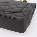CHANEL Matelasse Chain Shoulder Bag Lamb Skin Black Gold CC Auth BA15847V-12