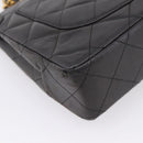 CHANEL Matelasse Chain Shoulder Bag Lamb Skin Black Gold CC Auth BA15847V-13