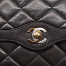 CHANEL Matelasse Chain Shoulder Bag Lamb Skin Black Gold CC Auth BA15847V-14