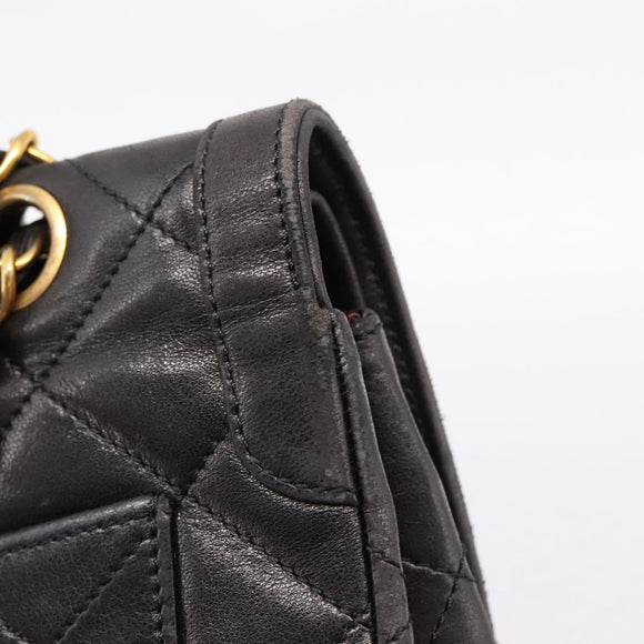 CHANEL Matelasse Chain Shoulder Bag Lamb Skin Black Gold CC Auth BA15847V