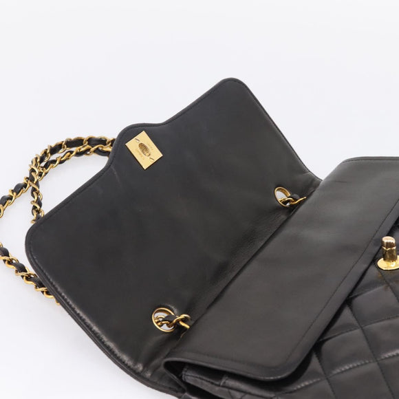 CHANEL Matelasse Chain Shoulder Bag Lamb Skin Black Gold CC Auth BA15847V