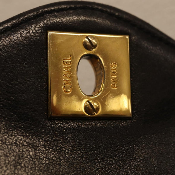 CHANEL Matelasse Chain Shoulder Bag Lamb Skin Black Gold CC Auth BA15847V