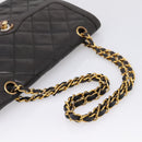 CHANEL Matelasse Chain Shoulder Bag Lamb Skin Black Gold CC Auth BA15847V-7