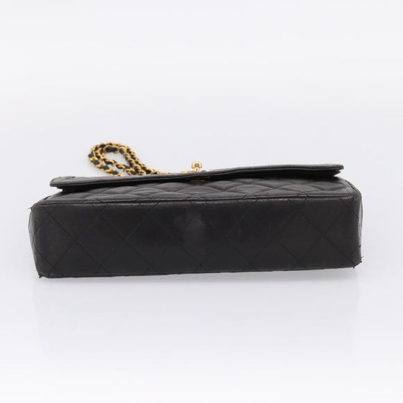 CHANEL Matelasse Chain Shoulder Bag Lamb Skin Black Gold CC Auth BA15847V