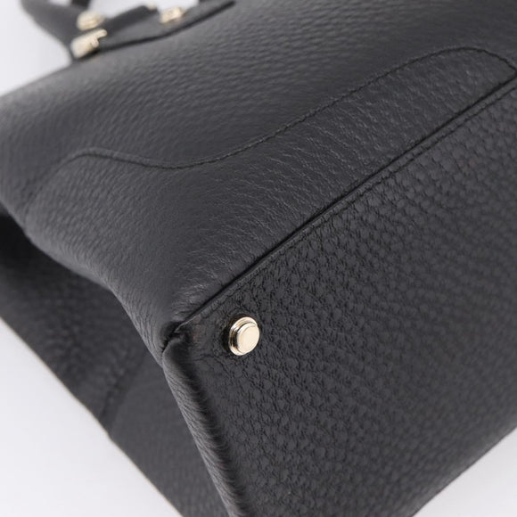 GUCCI Hand Bag Leather Black Gold 131325 Auth BA15848V