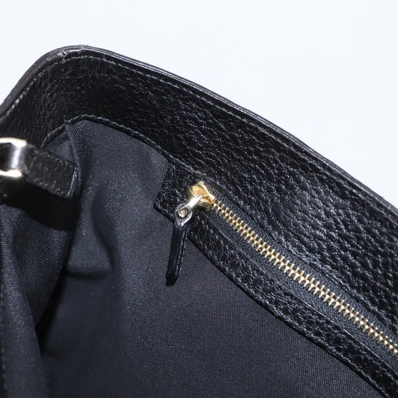 GUCCI Hand Bag Leather Black Gold 131325 Auth BA15848V