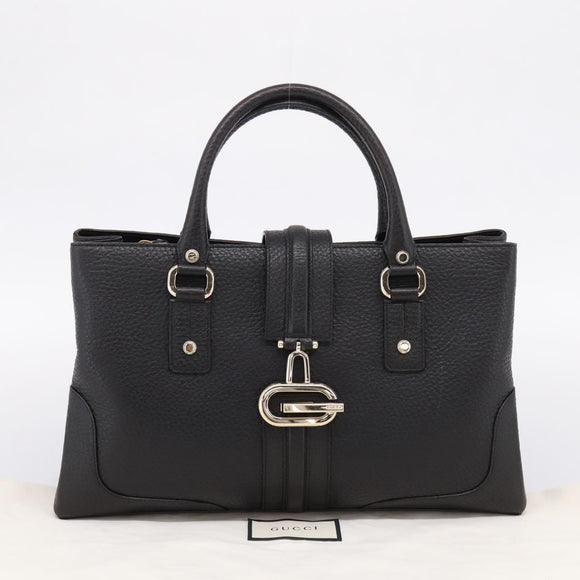 GUCCI Hand Bag Leather Black Gold 131325 Auth BA15848V