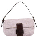 FENDI Mamma Baguette Shoulder Bag Beads Pink Silver Auth BA15851SAV-13