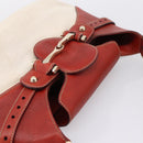 GUCCI Horsebit Shoulder Bag Canvas Ivory Gold 137592 Auth BA15852A-6