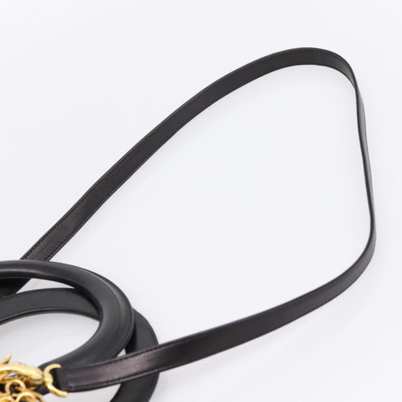 Christian Dior Canage Lady Dior Hand Bag Lamb Skin 2way Black Gold Auth BA15853A
