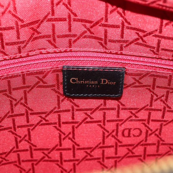 Christian Dior Canage Lady Dior Hand Bag Lamb Skin 2way Black Gold Auth BA15853A