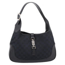 GUCCI GG Canvas Shoulder Bag Black Silver 001 3306 Auth BA15854V-13
