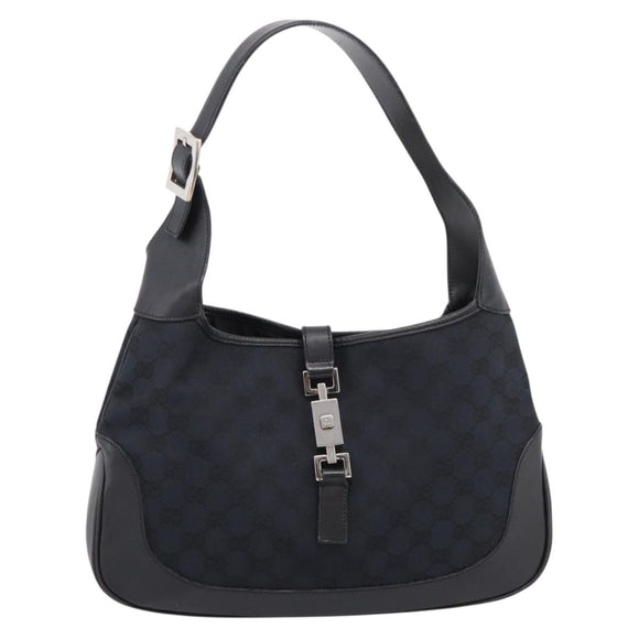 GUCCI GG Canvas Shoulder Bag Black Silver 001 3306 Auth BA15854V
