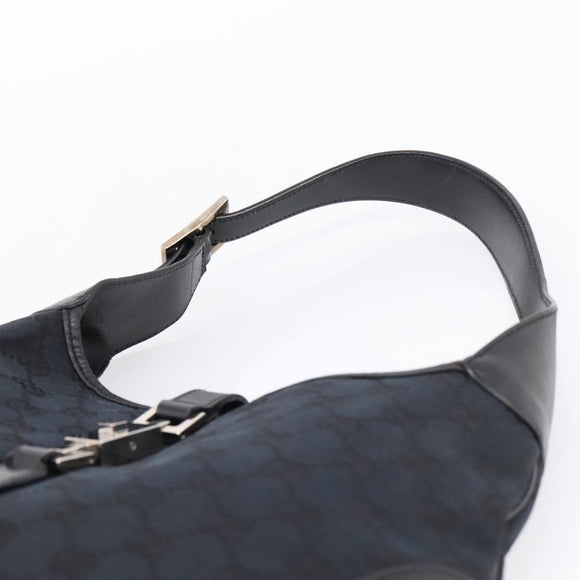 GUCCI GG Canvas Shoulder Bag Black Silver 001 3306 Auth BA15854V