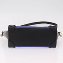 CELINE Luggage Nano Hand Bag Leather 2way Blue Gold Auth BA15855M-5