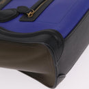 CELINE Luggage Nano Hand Bag Leather 2way Blue Gold Auth BA15855M-16