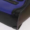 CELINE Luggage Nano Hand Bag Leather 2way Blue Gold Auth BA15855M-17