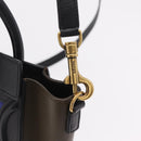 CELINE Luggage Nano Hand Bag Leather 2way Blue Gold Auth BA15855M-20