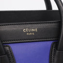 CELINE Luggage Nano Hand Bag Leather 2way Blue Gold Auth BA15855M-21