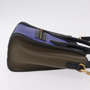 CELINE Luggage Nano Hand Bag Leather 2way Blue Gold Auth BA15855M-3