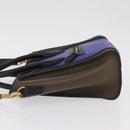 CELINE Luggage Nano Hand Bag Leather 2way Blue Gold Auth BA15855M-4