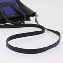 CELINE Luggage Nano Hand Bag Leather 2way Blue Gold Auth BA15855M-8