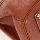 HERMES Birkin 35 Hand Bag Taurillon Leather Brown Gold Auth BA15860SM-13