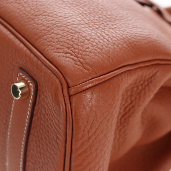 HERMES Birkin 35 Hand Bag Taurillon Leather Brown Gold Auth BA15860SM