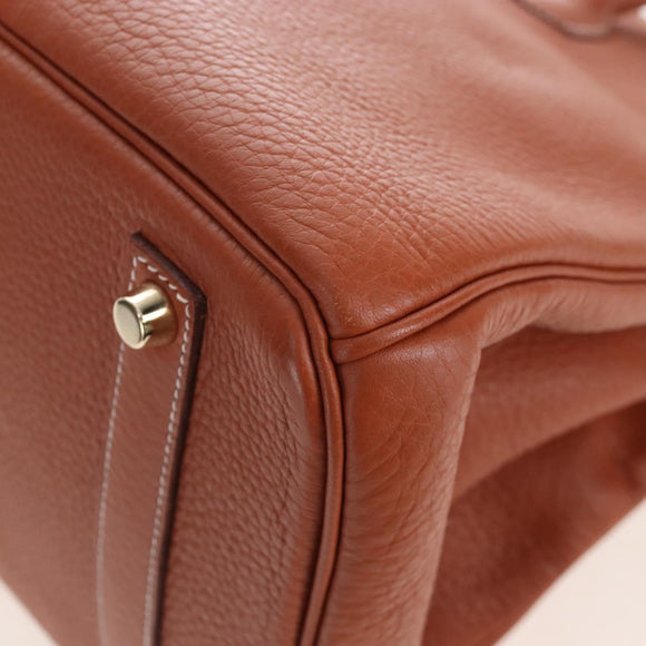HERMES Birkin 35 Hand Bag Taurillon Leather Brown Gold Auth BA15860SM