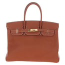 HERMES Birkin 35 Hand Bag Taurillon Leather Brown Gold Auth BA15860SM-2