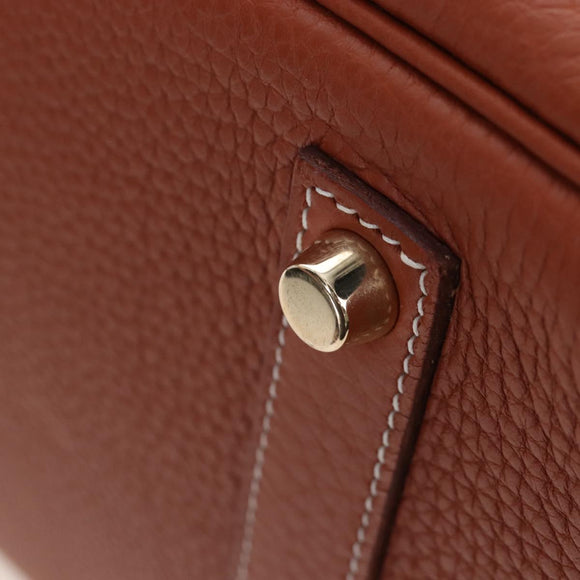 HERMES Birkin 35 Hand Bag Taurillon Leather Brown Gold Auth BA15860SM