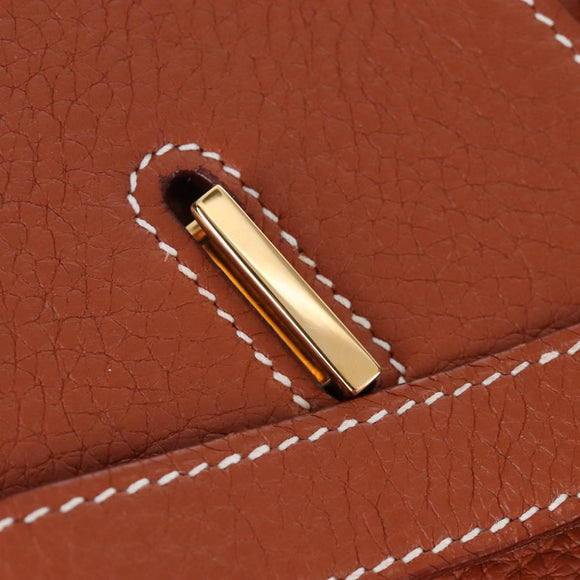 HERMES Birkin 35 Hand Bag Taurillon Leather Brown Gold Auth BA15860SM