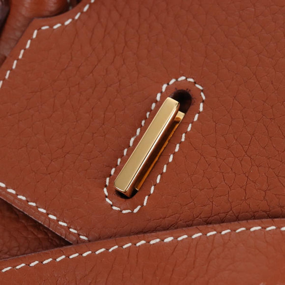 HERMES Birkin 35 Hand Bag Taurillon Leather Brown Gold Auth BA15860SM