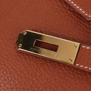 HERMES Birkin 35 Hand Bag Taurillon Leather Brown Gold Auth BA15860SM-24