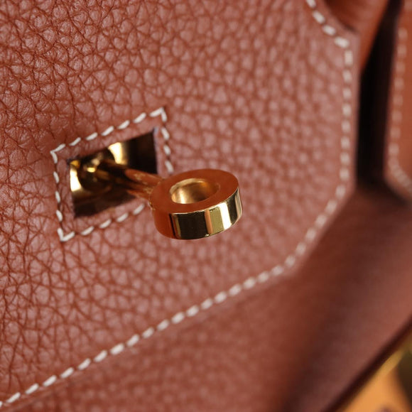 HERMES Birkin 35 Hand Bag Taurillon Leather Brown Gold Auth BA15860SM