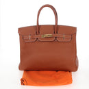 HERMES Birkin 35 Hand Bag Taurillon Leather Brown Gold Auth BA15860SM-36