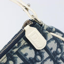 Christian Dior Trotter Canvas Saddle Pouch PVC Navy Silver Auth BA15861V-15