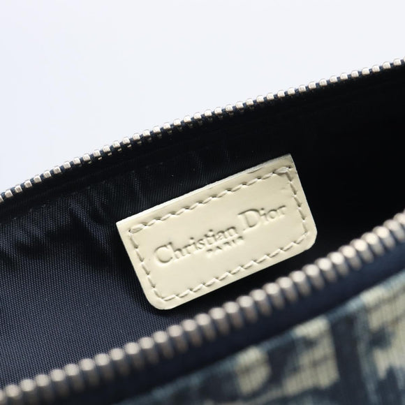 Christian Dior Trotter Canvas Saddle Pouch PVC Navy Silver Auth BA15861V