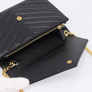 Saint Laurent Chain Shoulder Bag Leather Black Gold Auth BA15862M-15