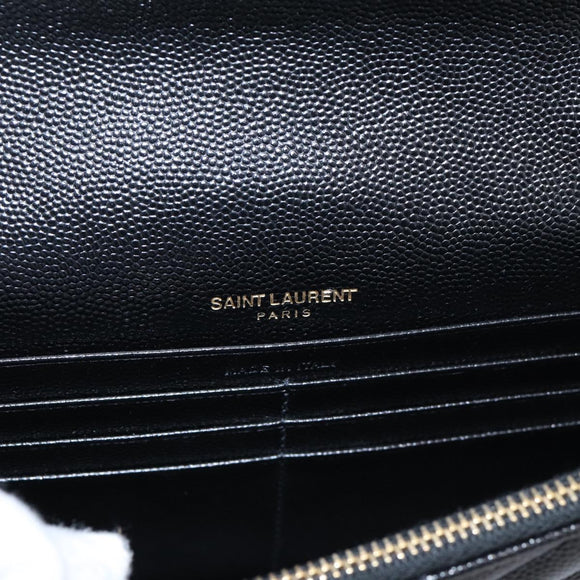 Saint Laurent Chain Shoulder Bag Leather Black Gold Auth BA15862M