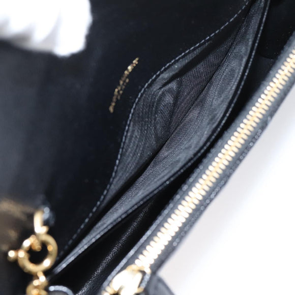 Saint Laurent Chain Shoulder Bag Leather Black Gold Auth BA15862M