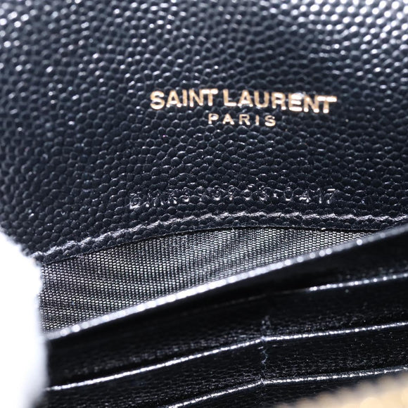 Saint Laurent Chain Shoulder Bag Leather Black Gold Auth BA15862M